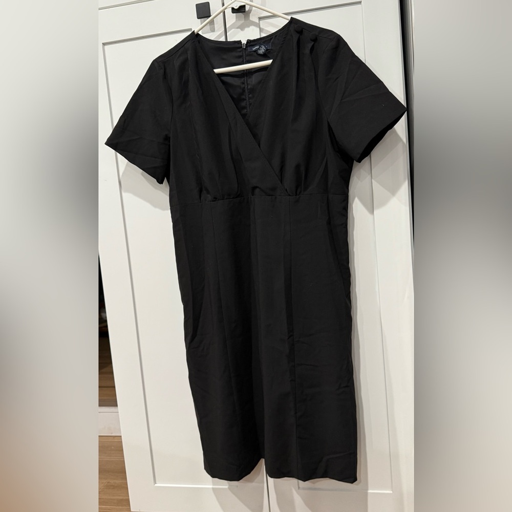 Lands' End Black Wool Blend Wrap Dress